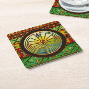 MAN IN THE MAZE landscape + your background Square Paper Coaster