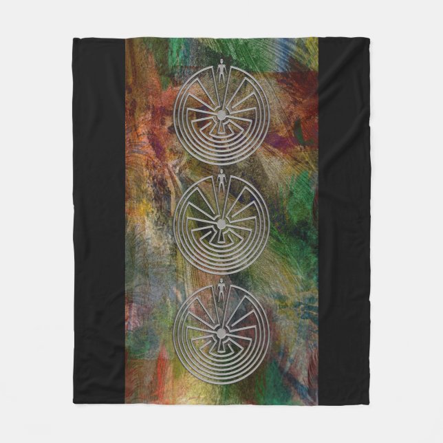 MAN IN THE MAZE silver + your background Fleece Blanket (Front)