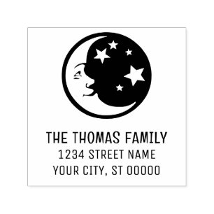 Man in the Moon and Stars Name Address  Self-inking Stamp