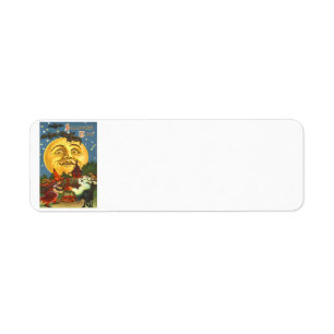 Man In The Moon Black Cat Witch Bat Full Moon