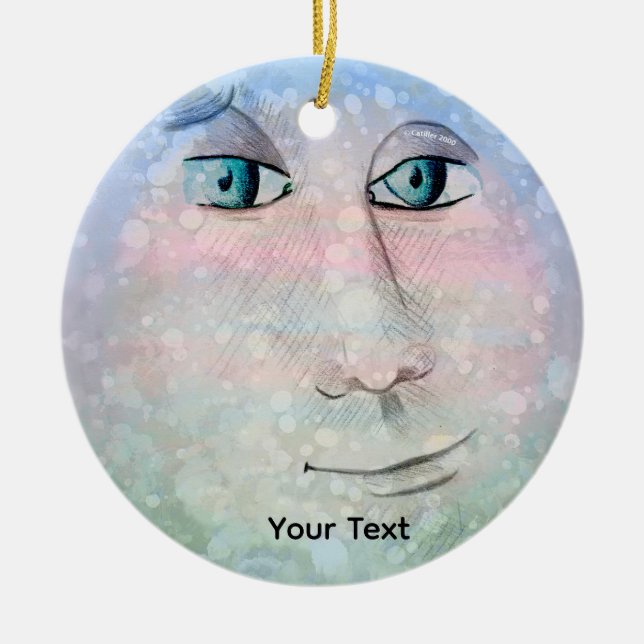 Man in the Moon Ceramic Tree Decoration (Front)