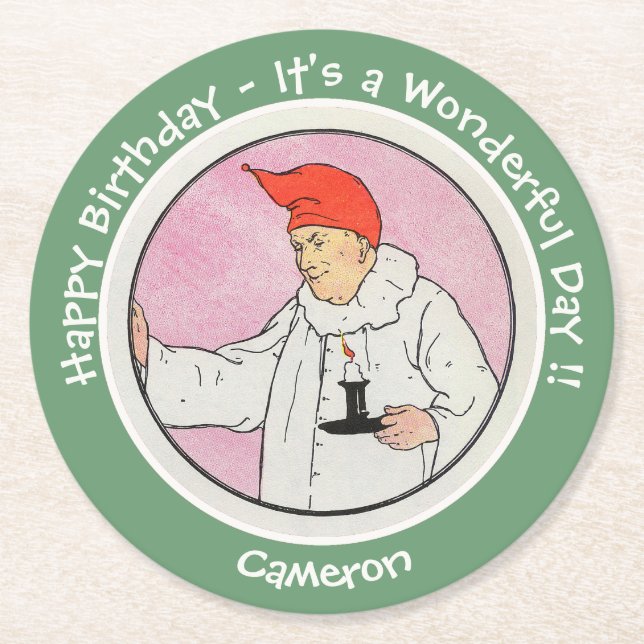 Man in the Moon Mother Goose Birthday Party Items  Round Paper Coaster (Front)