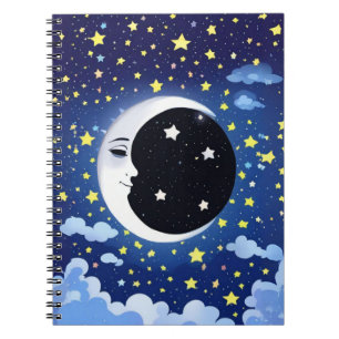 Man in the Moon on a Starry Background Notebook