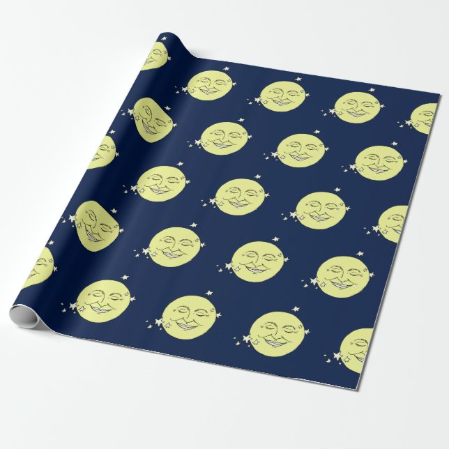 Man in the Moon Wrapping Paper (Unrolled)