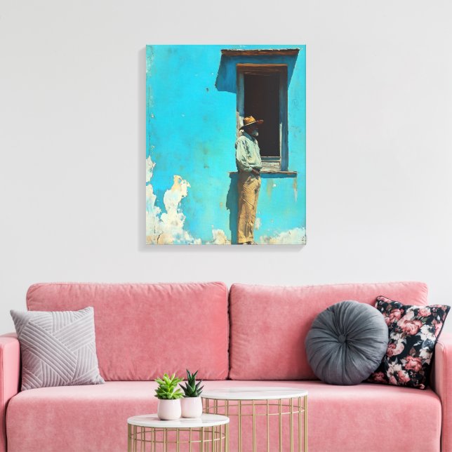 Man in the Shade - A Rustic Cuban Scene Canvas Print (Insitu(LivingRoom))