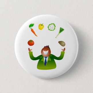 Man Juggling Vegetables 6 Cm Round Badge