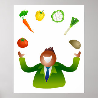 Man Juggling Vegetables Poster
