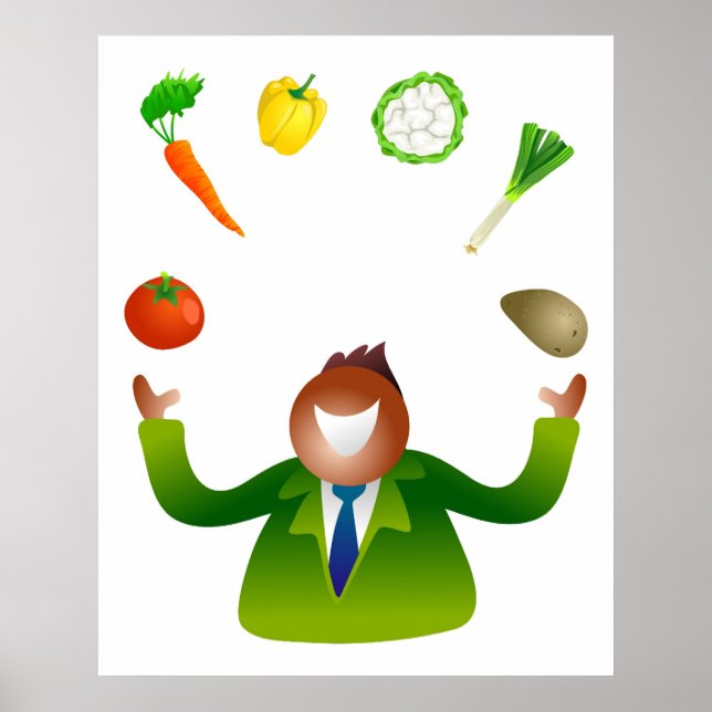 Man Juggling Vegetables Poster (Front)