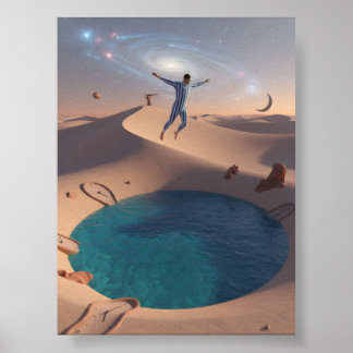 Man jump in desert poster