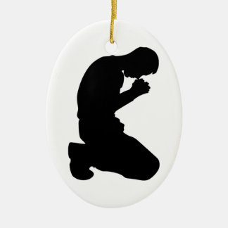 MAN KNEELING IN PRAYER CERAMIC TREE DECORATION