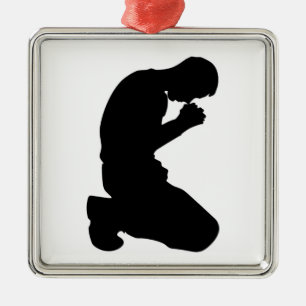 MAN KNEELING IN PRAYER METAL TREE DECORATION