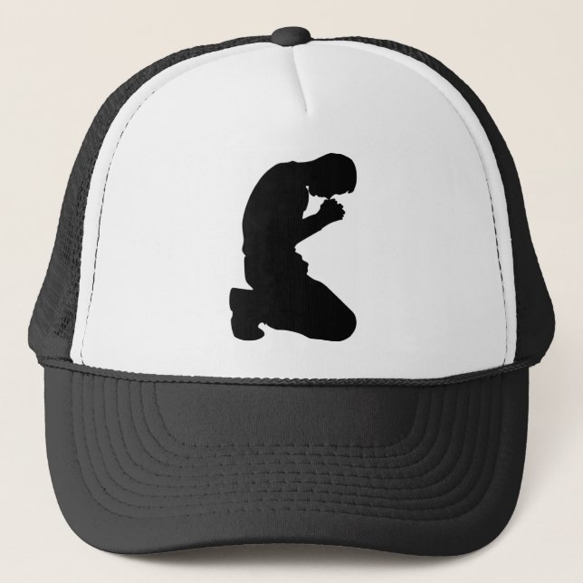 MAN KNEELING IN PRAYER TRUCKER HAT (Front)