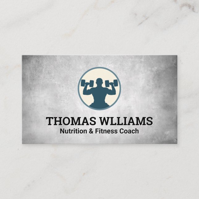 Man Lifting Weights Business Card (Front)
