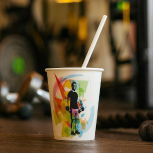 Man Lifting Weights  Paper Cups