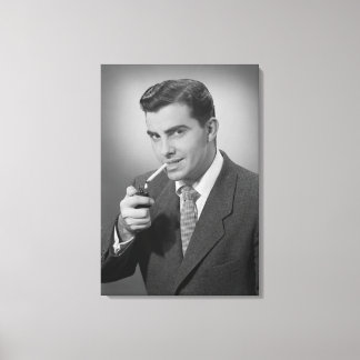 Man Lighting Cigarette Canvas Print
