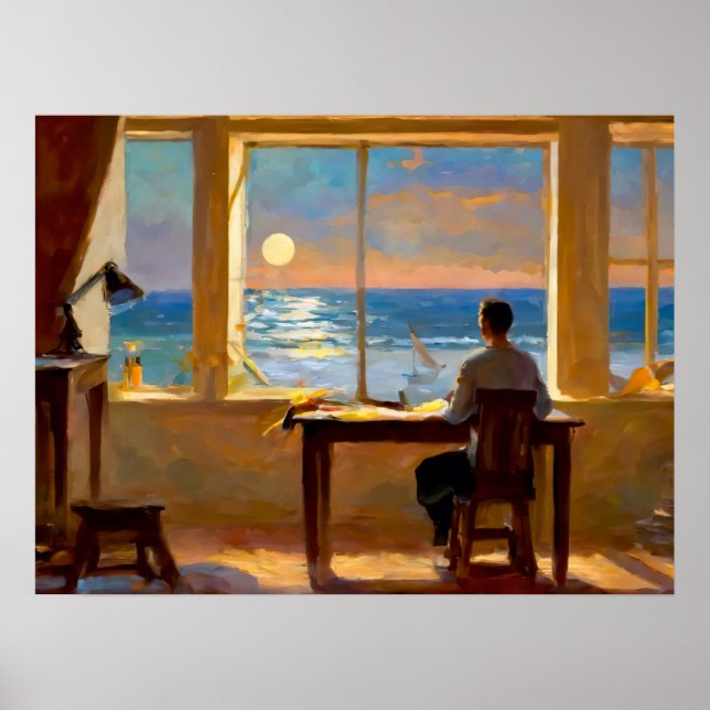 Man looking at the sea poster (Front)