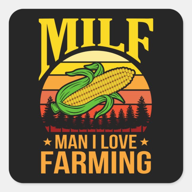 Man Love Corn On the Cob Day Funny Corn Meme Pun Square Sticker (Front)