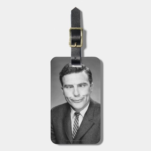 Man Making Face Luggage Tag (Front Vertical)