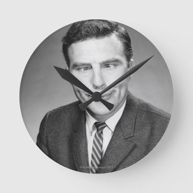 Man Making Face Round Clock (Front)