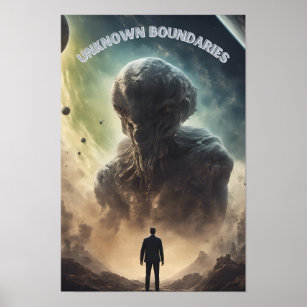 Man Meets Alien, UFOs, Extraterrestrials, Space  Poster