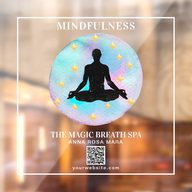 ** Man Mindfulness Reiki Yoga Meditation Window Cl Window Cling (Sheet 2)