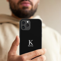 Man monogram name personalised simple black