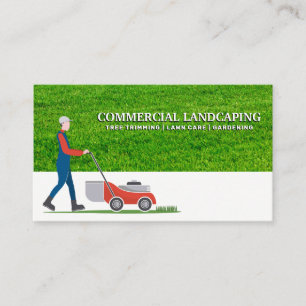 Man Mowing Lawn   Cutting Grass Business Card