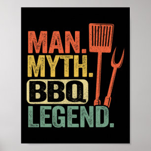 Man Myth Bbq Legend Barbecue Grilling Dad Grillfat Poster