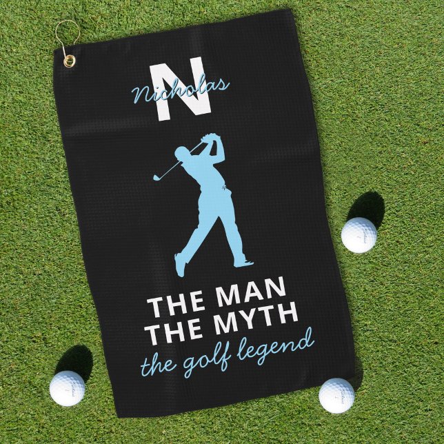 Man Myth Golf Legend Custom Name Monogram Golf Towel (Creator Uploaded)