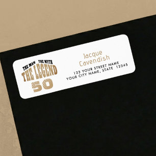 Man Myth Legend Black Gold 50th Return Address