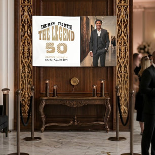 Man Myth Legend Luxury Black Gold 50th Welcome Banner