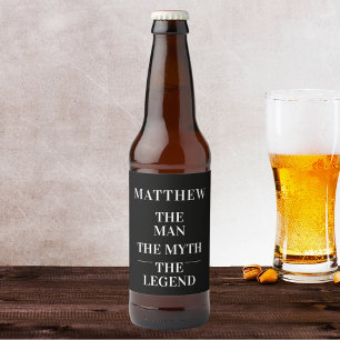 Man myth legend photo birthday party beer bottle label