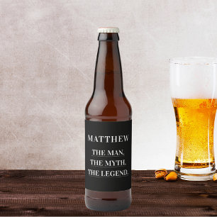 Man myth legend photo birthday party beer bottle label