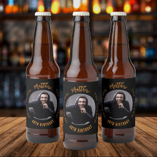Man myth legend photo black gold birthday party beer bottle label