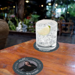 Man myth legend photo charcoal grey birthday party round paper coaster<br><div class="desc">A classic charcoal grey background.   Text: The Man,  The Myth,  The Legend. Personalise and add his name,  age and photo.</div>