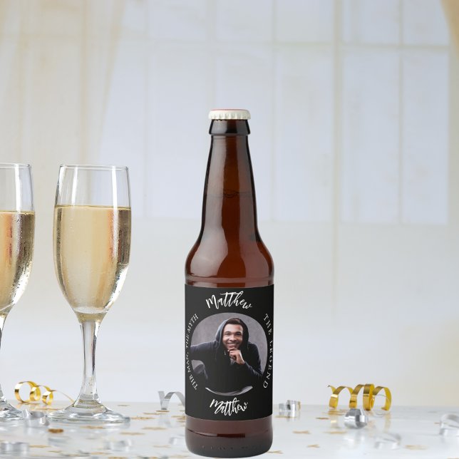 Man myth legend photo name black white beer bottle label (Creator Uploaded)