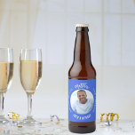 Man myth legend photo royal blue birthday party beer bottle label<br><div class="desc">A trendy royal blue background.   Text: The Man,  The Myth,  The Legend. Personalise and add his name,  age and photo.</div>