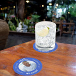 Man myth legend photo royal blue birthday party round paper coaster<br><div class="desc">A trendy royal blue background.   Text: The Man,  The Myth,  The Legend. Personalise and add his name,  age and photo.</div>