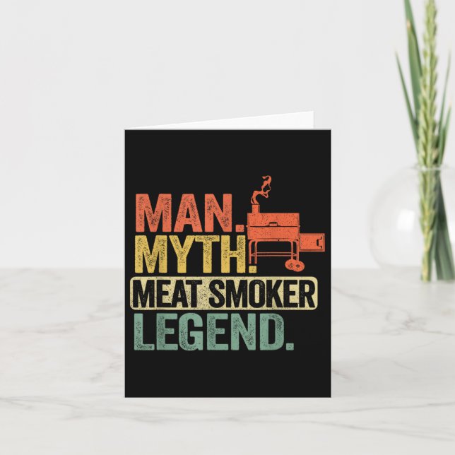 Man Myth Meat Smoker Legend Dad Grillfather Bbq Me Card (Front)
