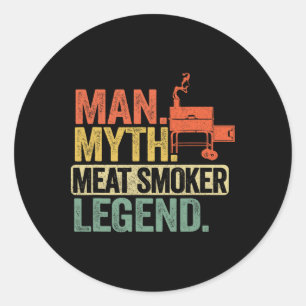Man Myth Meat Smoker Legend Dad Grillfather Bbq Me Classic Round Sticker