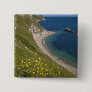 Man o War Bay, Jurassic Coast, Lulworth, Dorset, 15 Cm Square Badge