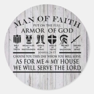 Man Of Faith Armour Of God Classic Round Sticker