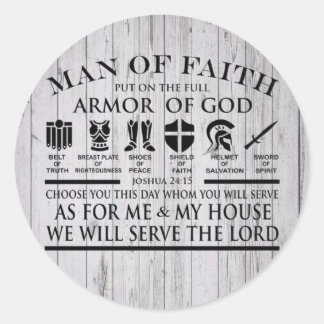 Man Of Faith Armour Of God Classic Round Sticker