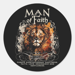 Man Of Faith Lion Christian Jesus Lion Faith Classic Round Sticker
