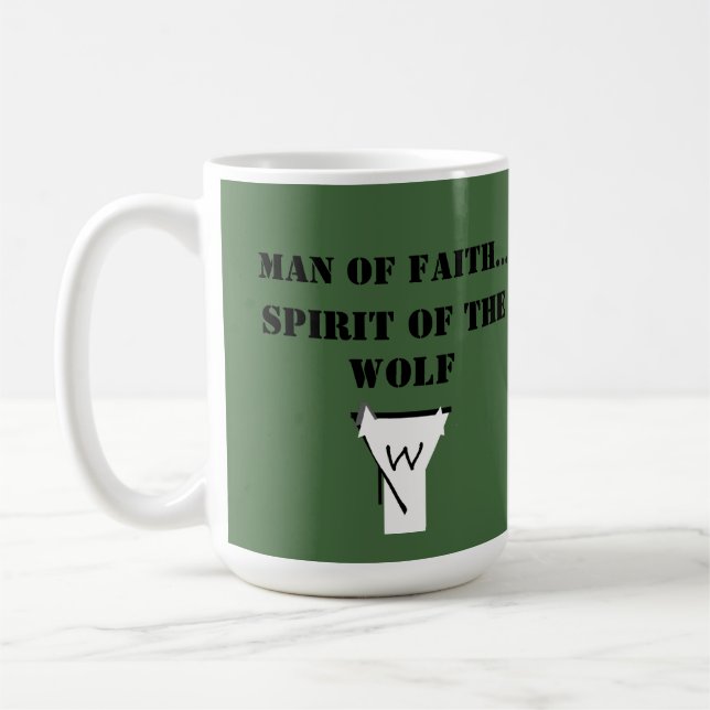 Man of Faith ...Spirit of The Wolf SHIRT Coffee Mug (Left)