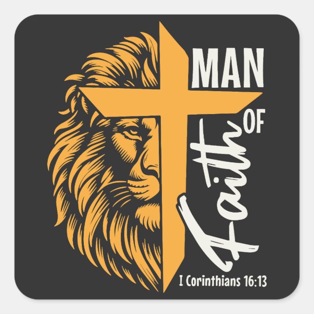 Man of faith square sticker (Front)