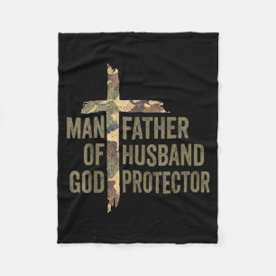 Man Of God Father Husband Protector Christian Fleece Blanket