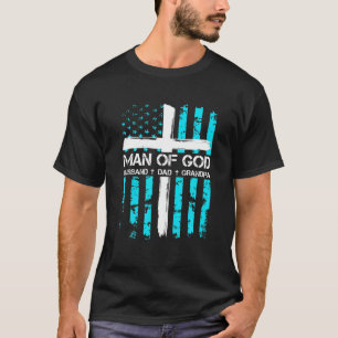 Man Of God Husband Dad Grandpa American Flag Chris T-Shirt