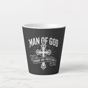 Man Of God Husband Dad Protector Shirt Christian Latte Mug
