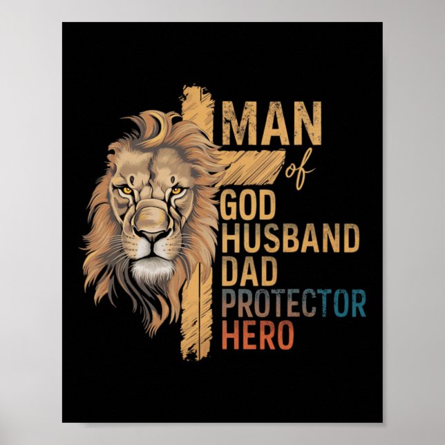 Man Of God Husnd Daddy Protector Hero Lion Father' Poster (Front)